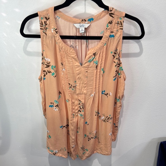 Croft & Barrow Floral Tank Top Sleeveless V Neck Blouse Peach Size M‎ - Picture 1 of 4